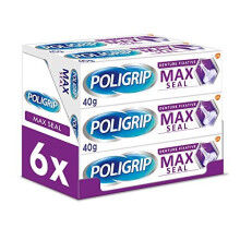 Poligrip Max Seal Denture Adhesive, Denture Fixative Cream, 40 g , Pack of 6