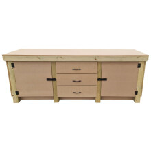 (8ft, Without Back Panel) Wooden MDF Top Workbench With Drawers and Double Lockable Cupboard