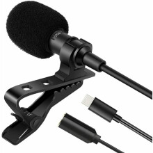 USB Type C Mini Microphone for Android Phones, Lapel Tie Clip on Omnidirectional Condenser Mic 3.5mm for iPad Pro Smartphones Samsung Huawei Xiaomi