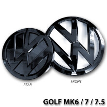 (MK7.5 Facelift) GLOSS BLACK FRONT & REAR BADGE EMBLEM SET FOR VW GOLF 6 7 7.5 R TDI GTD GTI