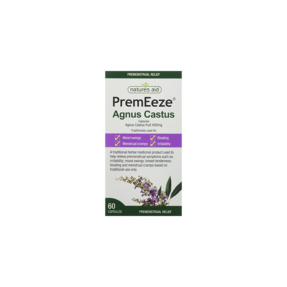 Natures Aid PremEeze Agnus Castus, Relief of Premenstrual Symptoms (PMS), Vegan, 60 Capsules