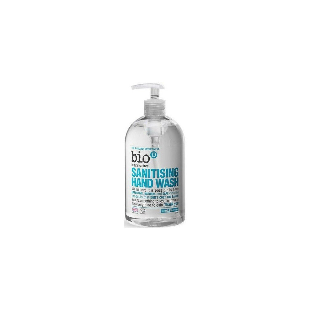 Bio-D Fragrance Free Sanitising Hand Wash 500Ml X6