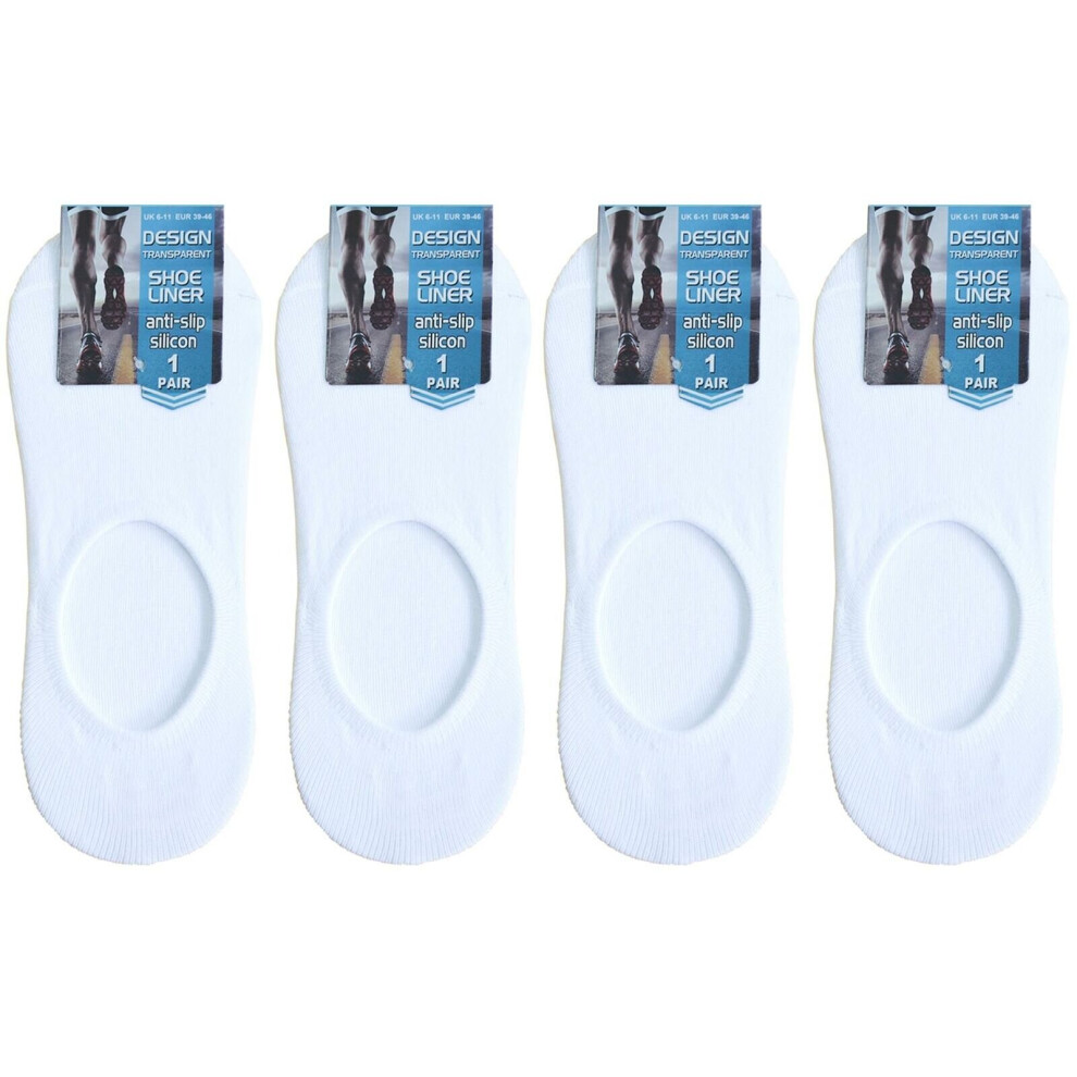 (White, 6 Pack) Womens socks Invisible Anti Slip Trainer Shoe 6-11