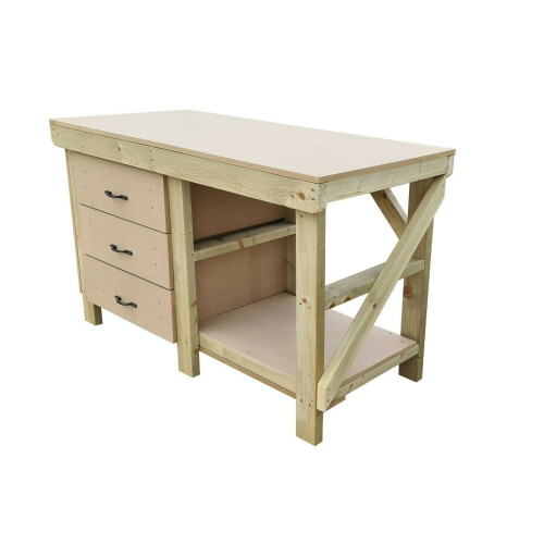 (5ft, With Back Panel) Wooden MDF Tool Cabinet Workbench With Storage Shelf 2
