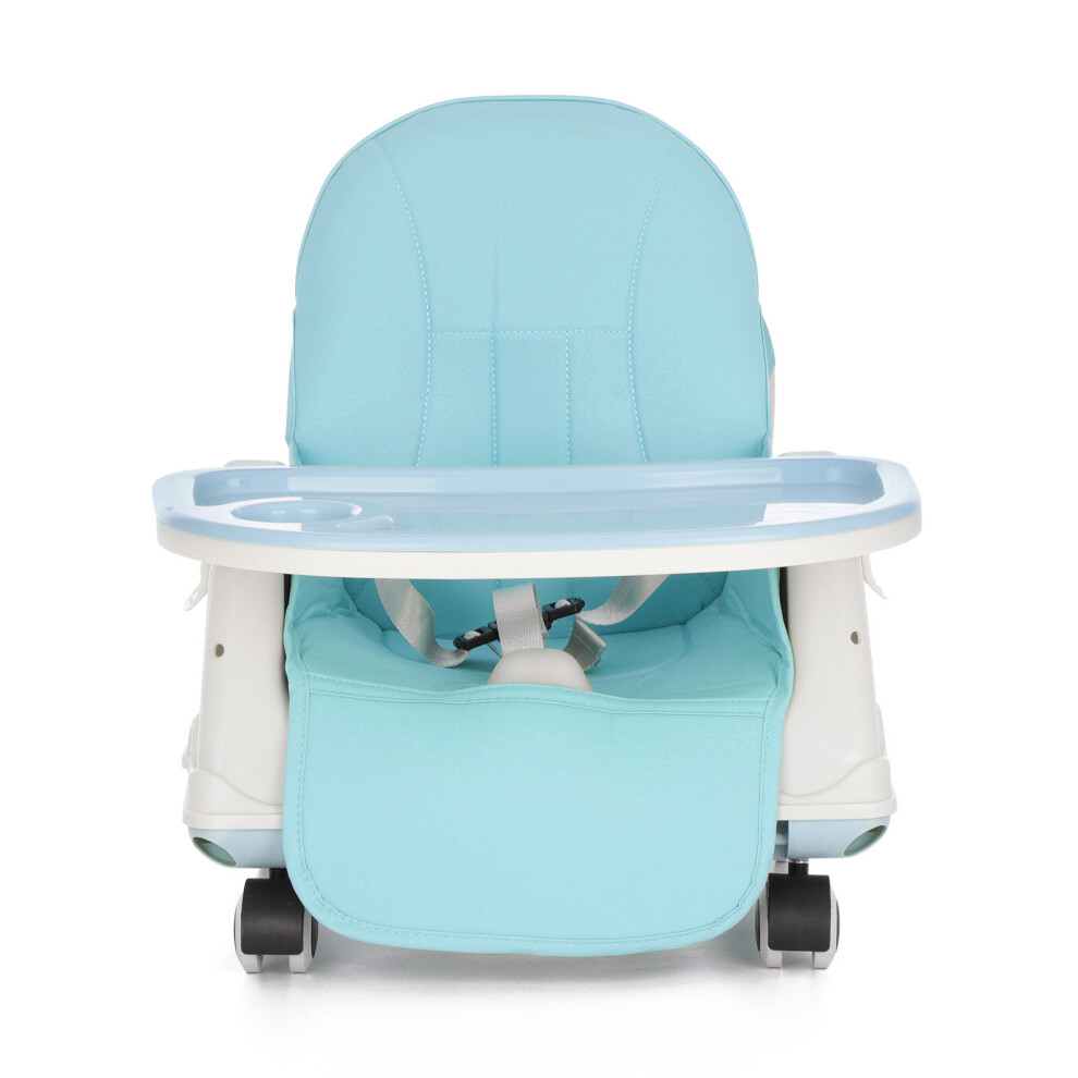 (Blue) Modern Portable Foldable Adjustable 3 in 1 Baby High Chair Dining Table Chair