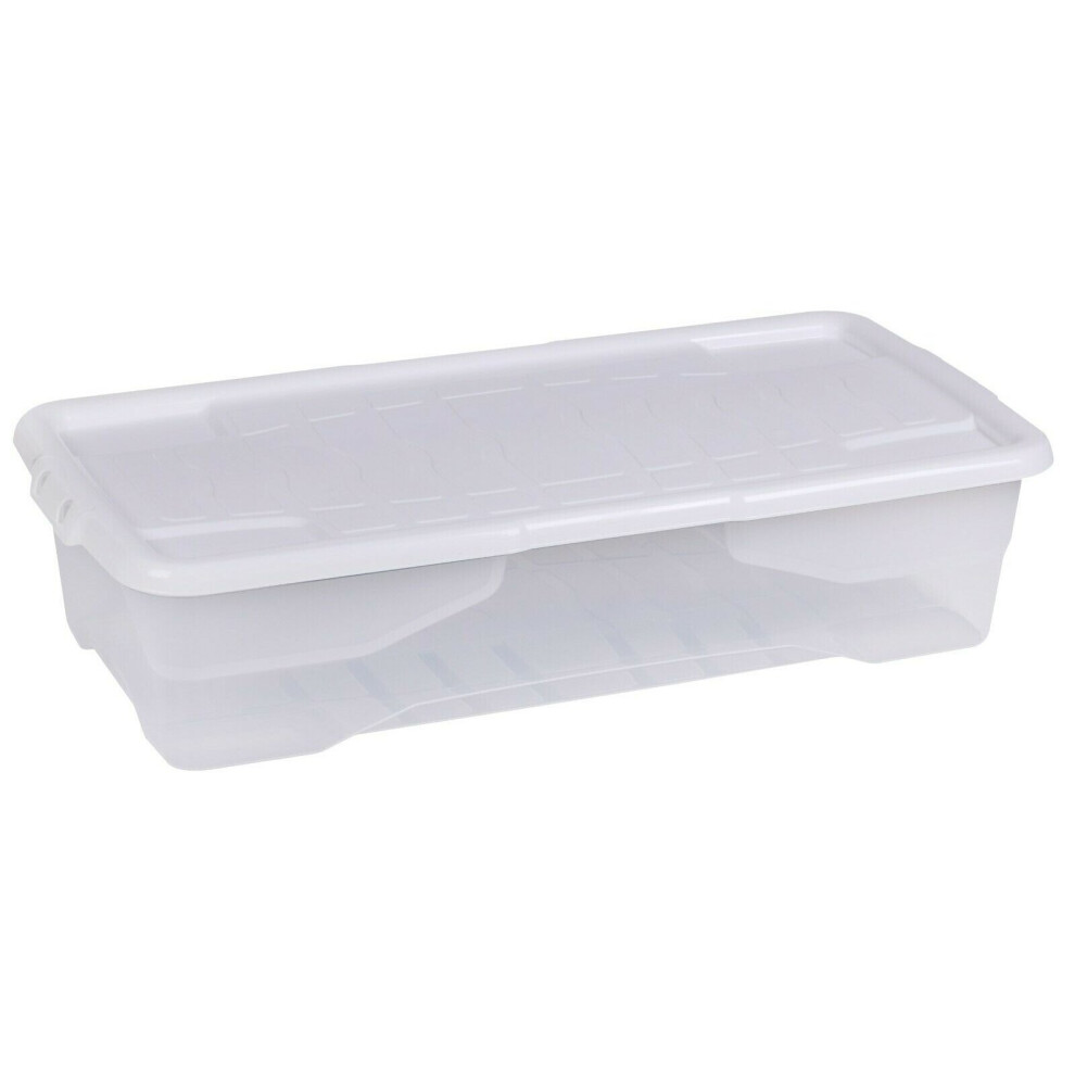 Large Storage Box Clear Stackable With Lid Under Bed Storage Containers 42L