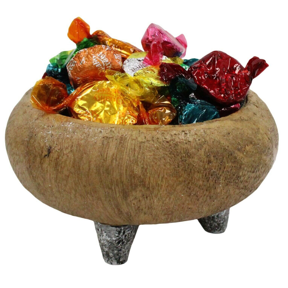 Ornate Vintage Candy Bowl Sweet Bowl Home Decor Bowl Brown With Silver Feet