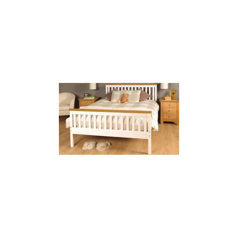 (4ft6 Double, Caramel Bar) Talsi Wooden Bed Frame with Ivy Mattress