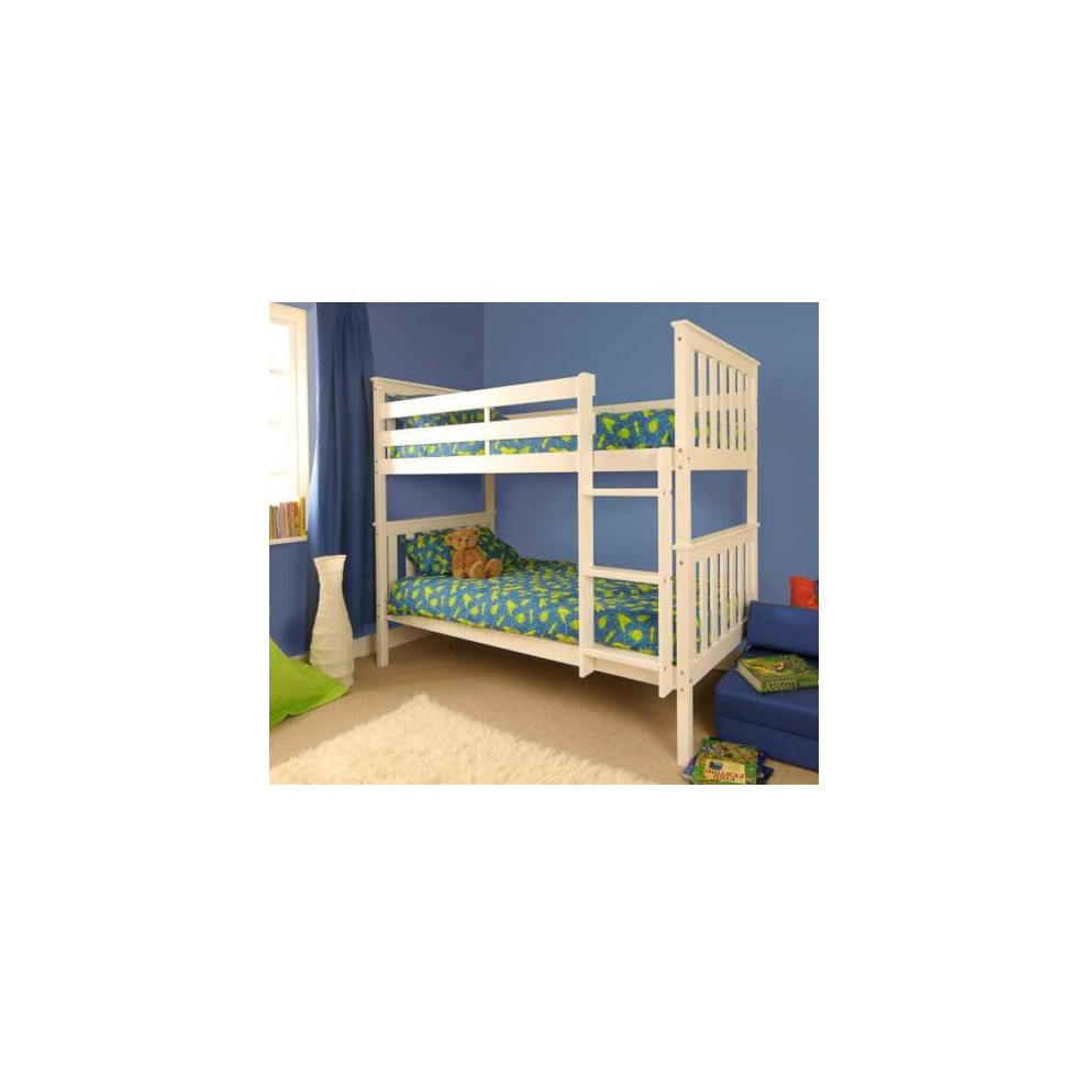 (White) Chelsea Wooden Bunk Bed with Lucy Mattresses
