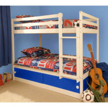 (Blue) Hamlet Wooden Slide Storage Bunk with Lucy Mattresses