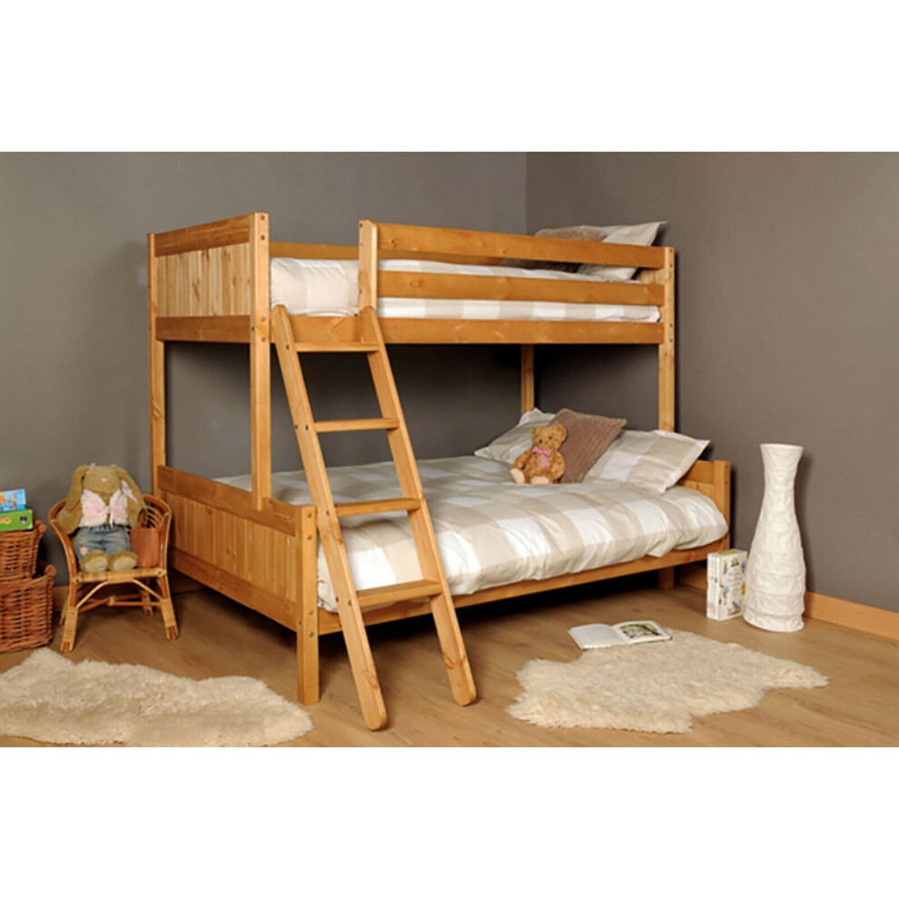 Comfy Living (Caramel) Islington Triple Wooden Bunk Bed With Lucy Mattresses