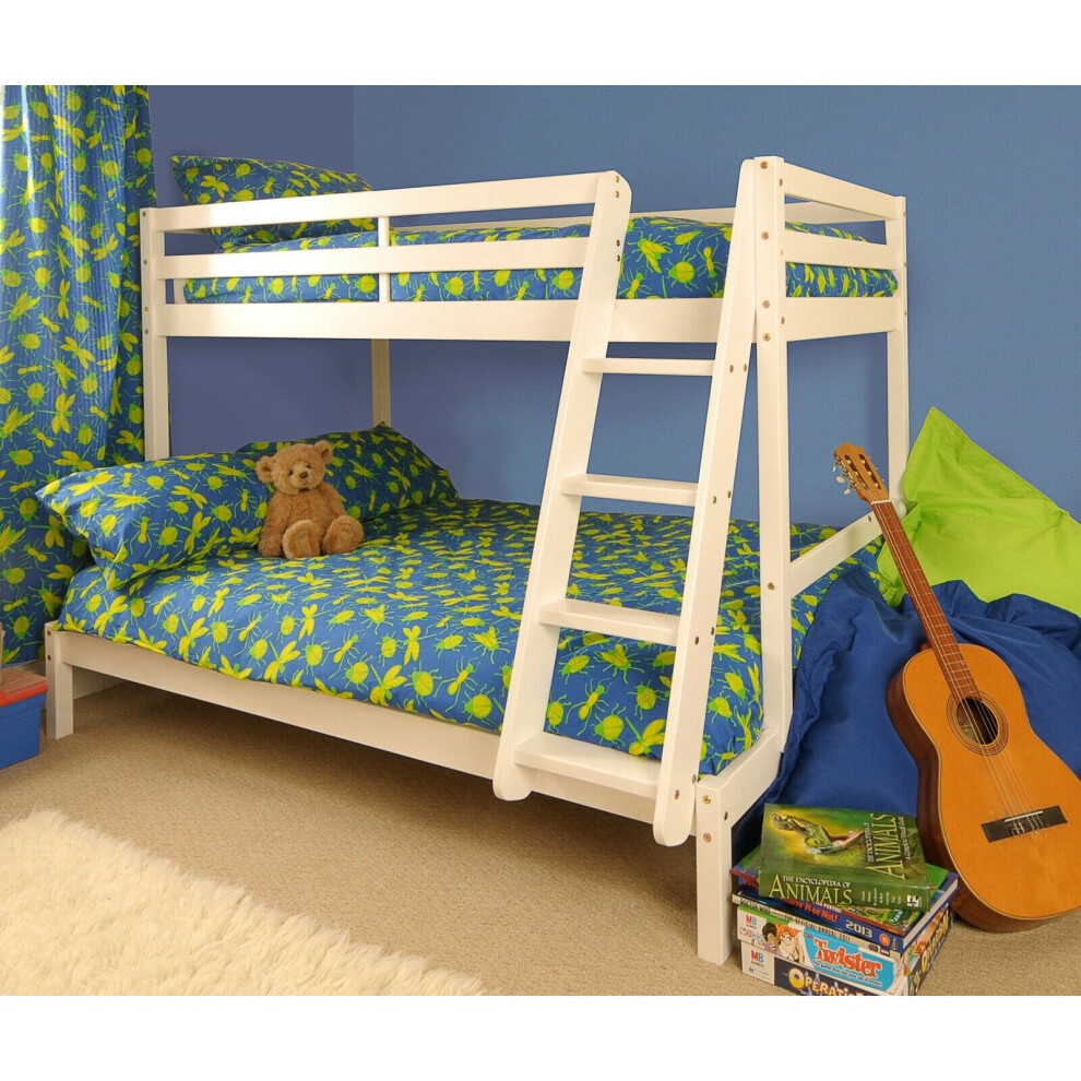 Comfy Living (White) Bexley Wooden Triple Bunk Bed With Lucy Mattresses