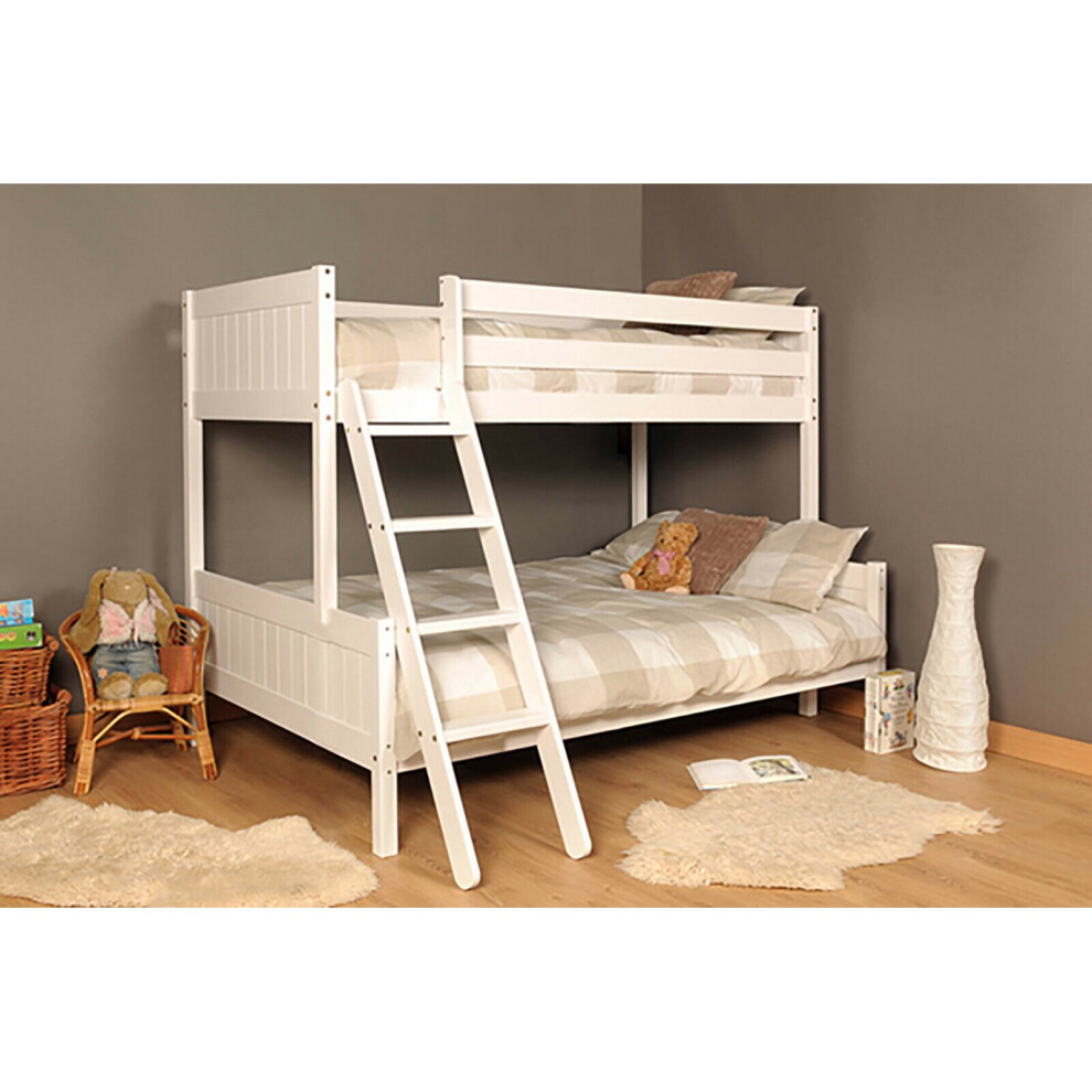 Comfy Living (White) Islington Triple Wooden Bunk Bed With Lucy Mattresses White