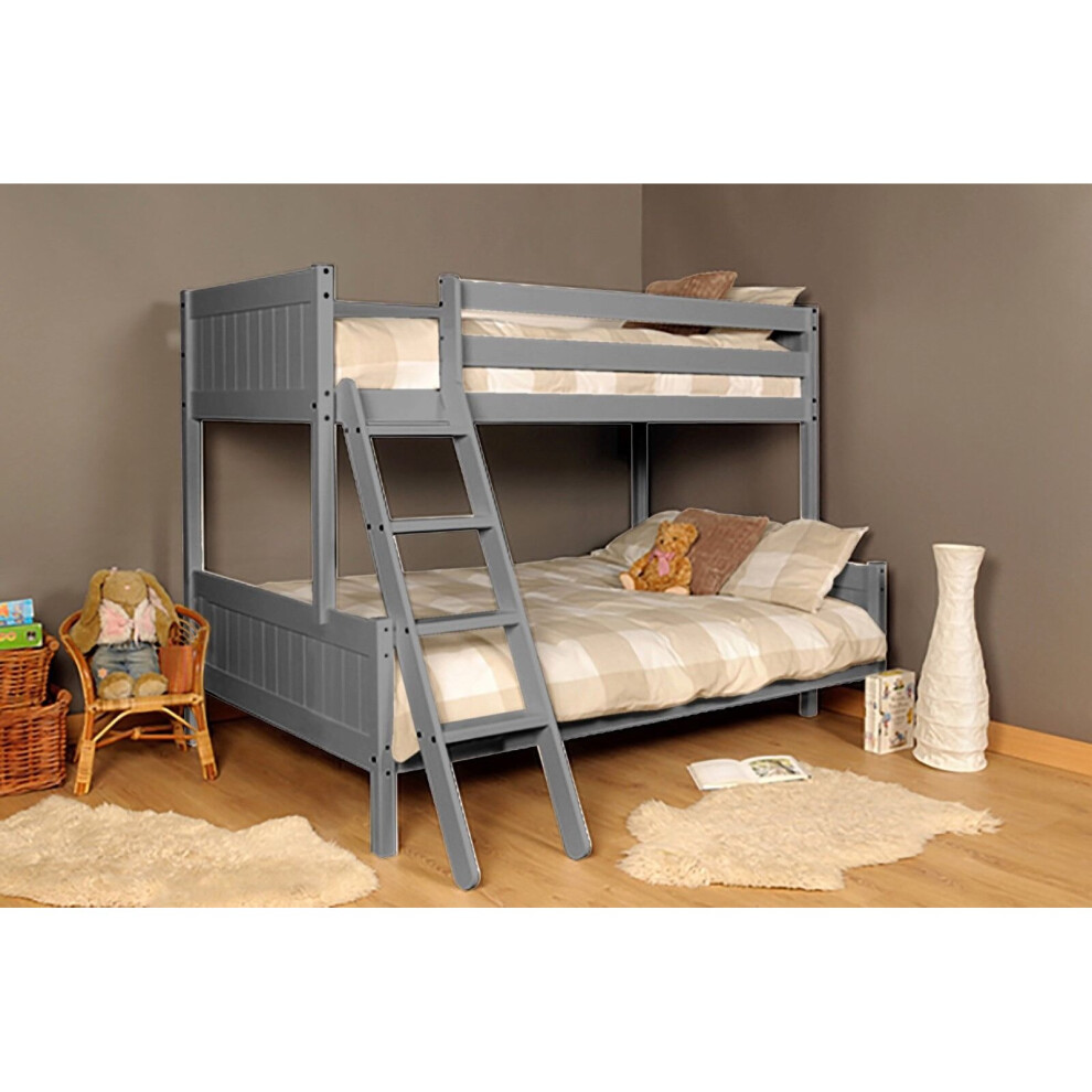 Comfy Living (Grey) Islington Triple Wooden Bunk Bed With Lucy Mattresses Grey