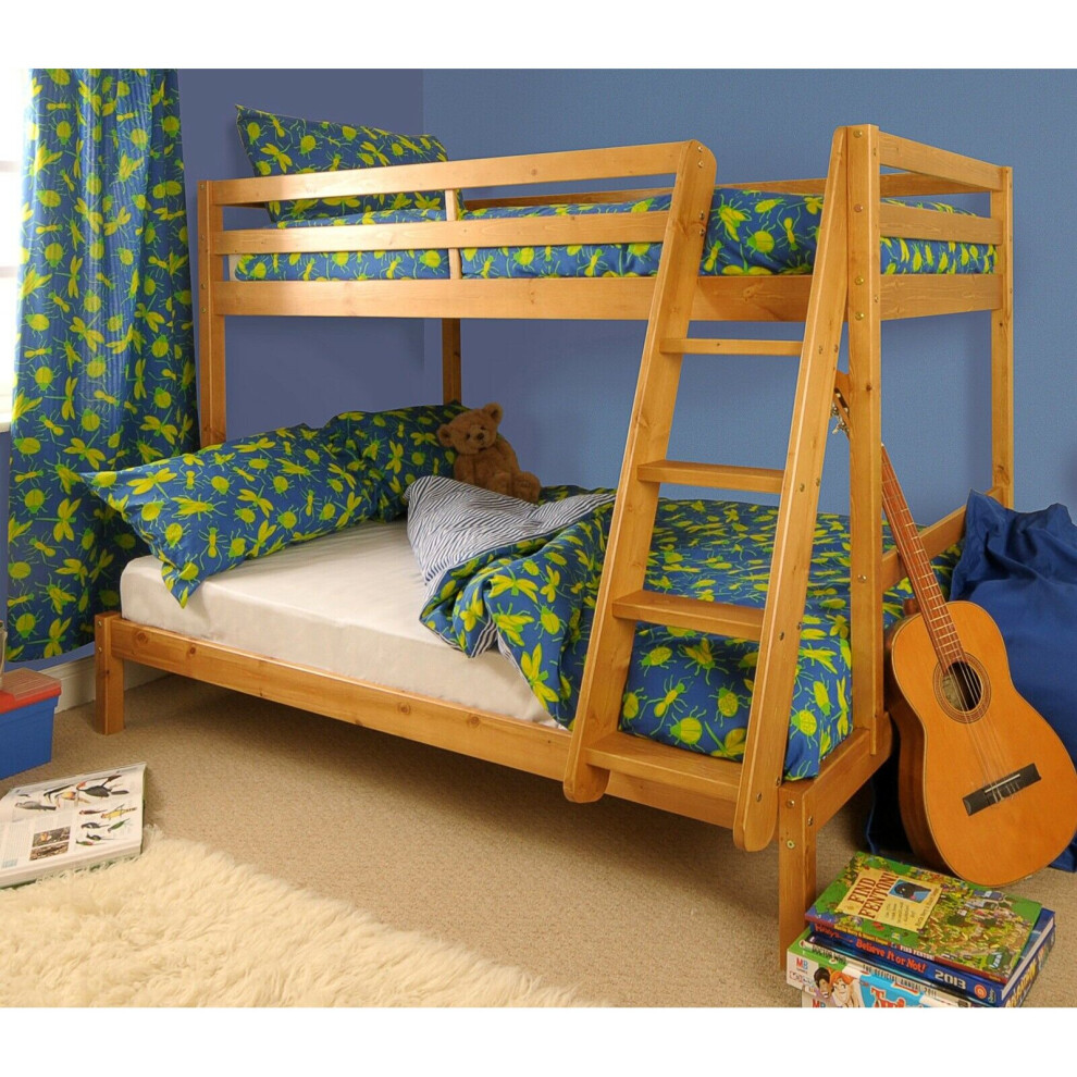 Comfy Living (Caramel) Bexley Wooden Triple Bunk Bed With Lucy Mattresses White/Grey