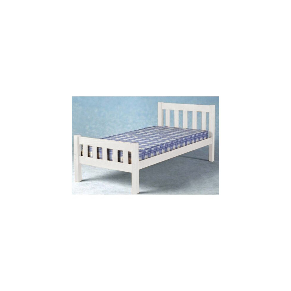 (5ft Kingsize, White) Sabile Wooden Bed Frame with Ivy Mattress