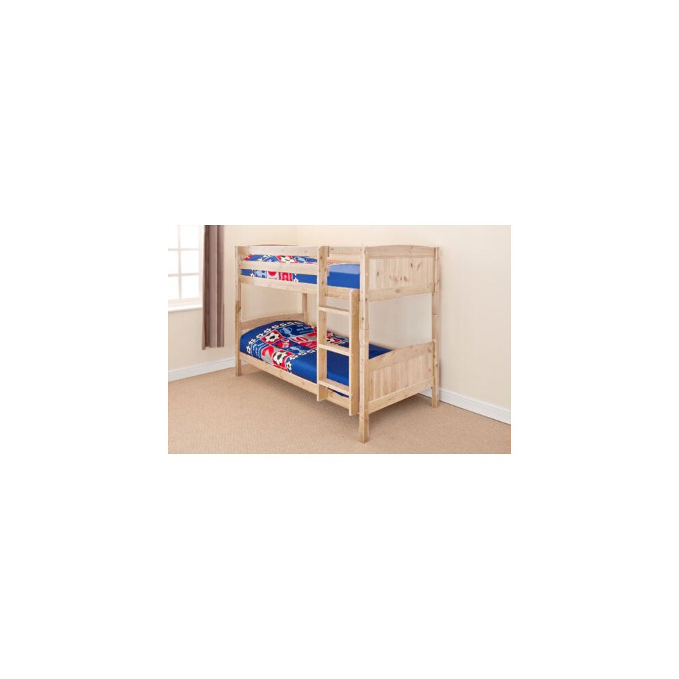 Comfy Living (Natural) Kensington Wooden Bunk Bed With Lucy Mattresses