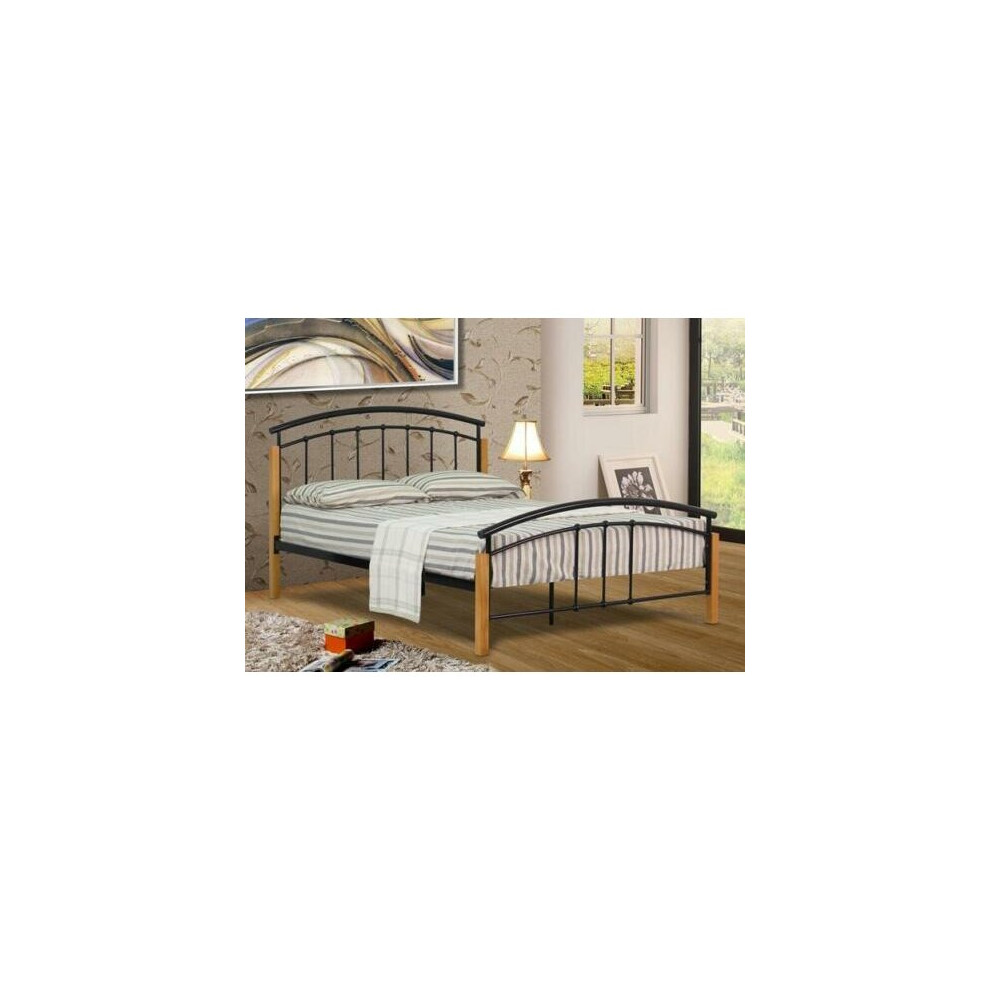 (3ft Single, Black) Sienna Metal Bed Frame with Tanya Mattress