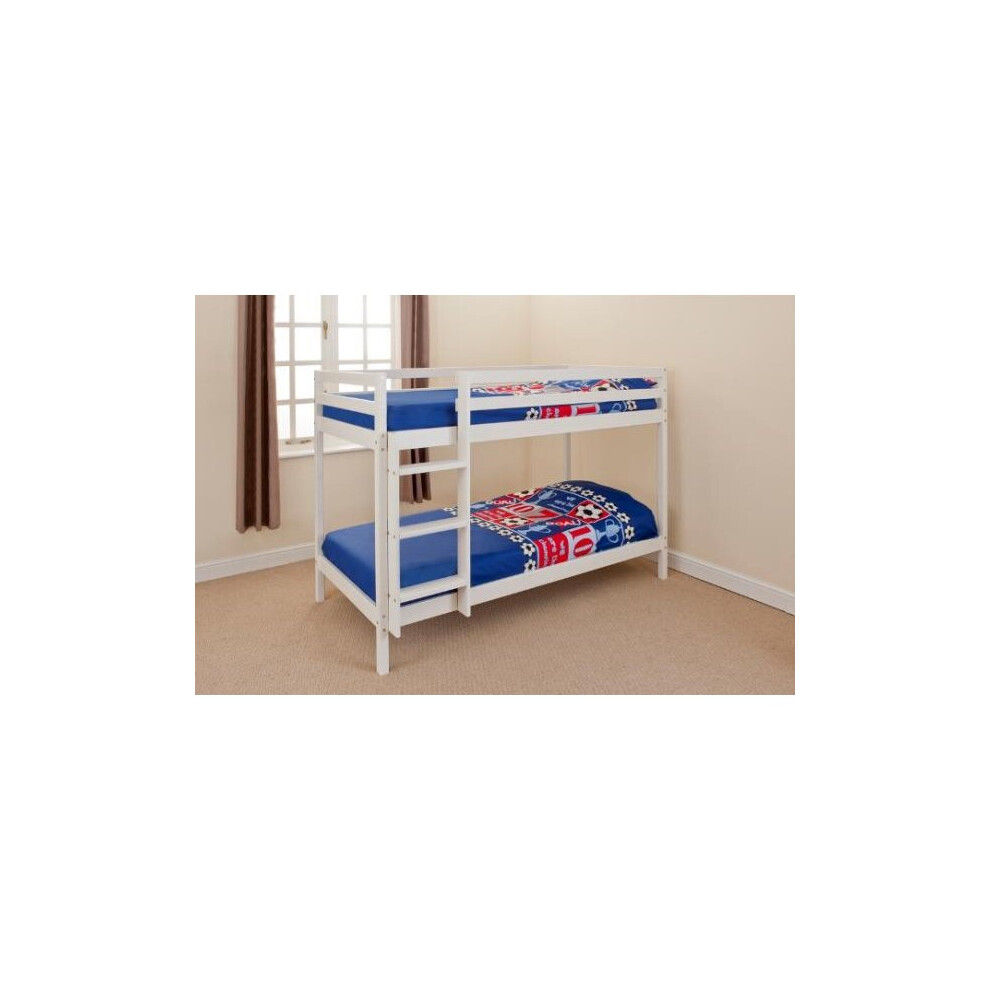 (2ft6 small single, White) Hillingdon Wooden Bunk Bed with Tanya Mattresses