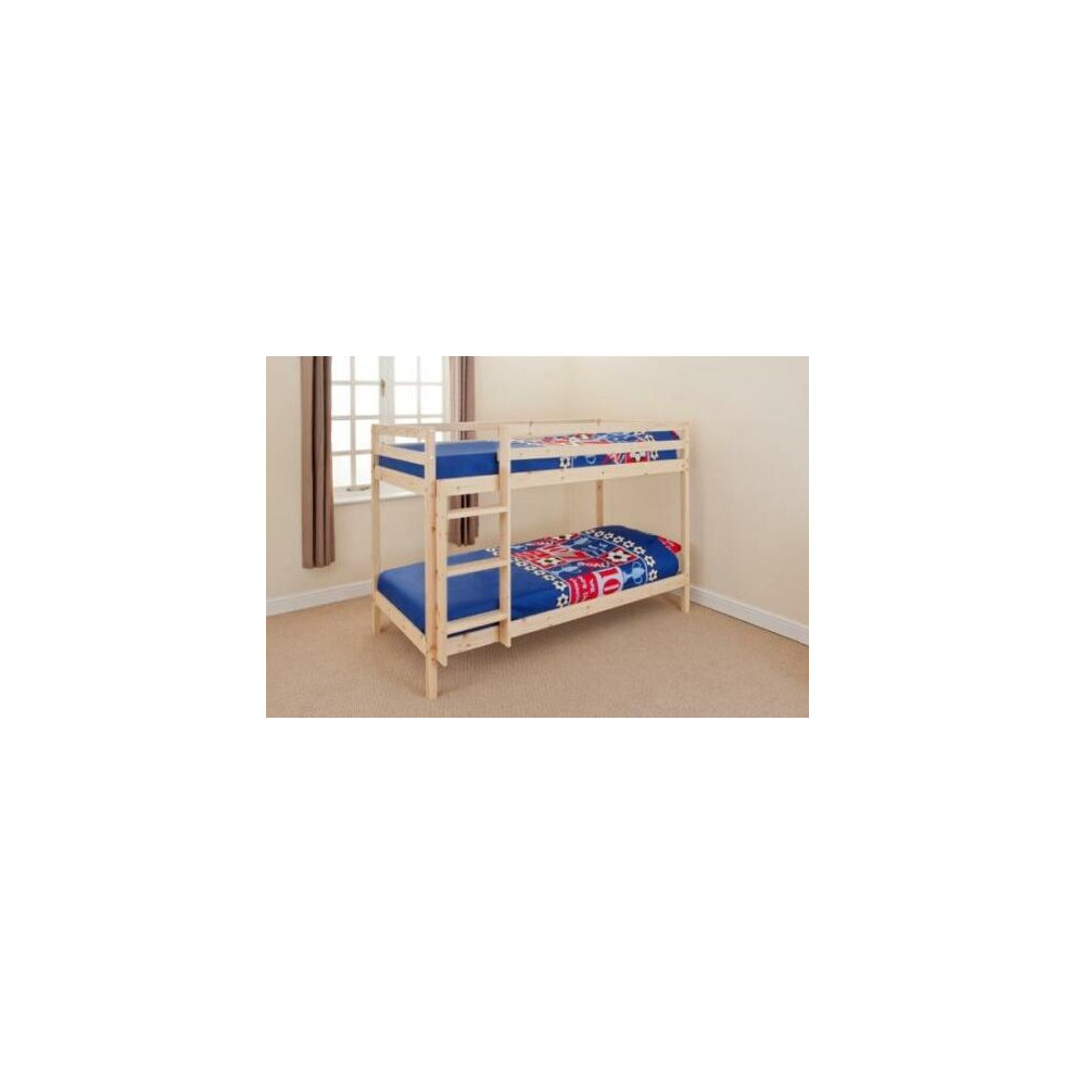 (2ft6 small single, Caramel) Hillingdon Wooden Bunk Bed with Lucy Mattresses