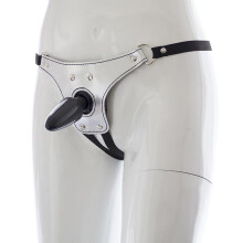 Silver and Black Strap on Harness