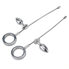 Adjustable Position Metal Anal Plug with Cock Ring