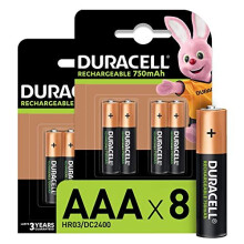 Duracell Rechargeable AAA 750 mAh Batteries, Pack of 8 (Amazon Exclusive)