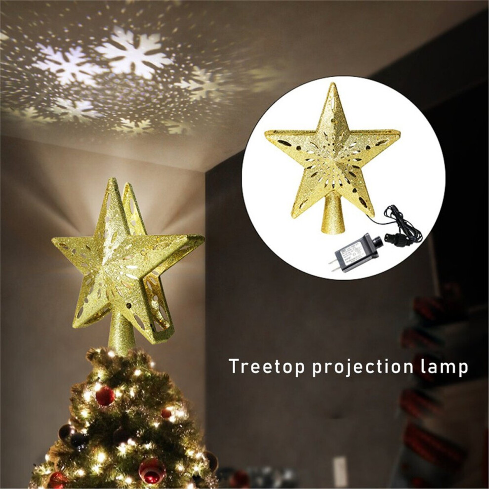 LED Christmas Tree Top Star Snowflake Projector Ornament Pentagram Night light