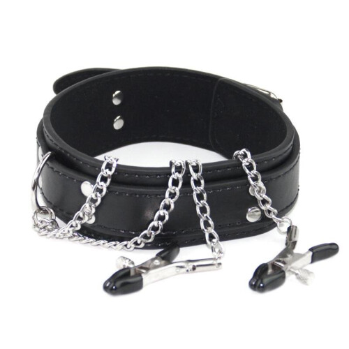 Leather Collar and Nipple Clamps