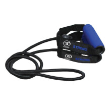 Fitness Mad Strong Resistance Tube - Dark Blue, 130cm (3x Stretch), Foam Handles, Protective Sheath, 5.06005E+12