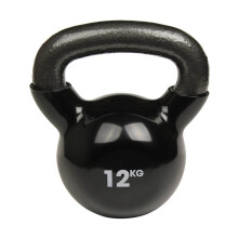 Fitness Mad 12kg Fitness Kettlebell Black Heavy Duty Vinyl Skin