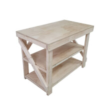 (7ft, Standard Legs) Wooden Double Shelf Workbench 18mm Superior Strength Plywood Top Industrial Heavy-Duty Table