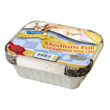 Kingfisher 9 Pack Of Medium Foil Food Containers And Lids 3.8 x 13.8 x 11.2cm