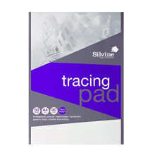 Silvine A4 Professional Tracing Pad. 50 Sheets of Quality Heavyweight Tracing Paper (90gsm) Ref A4TPR