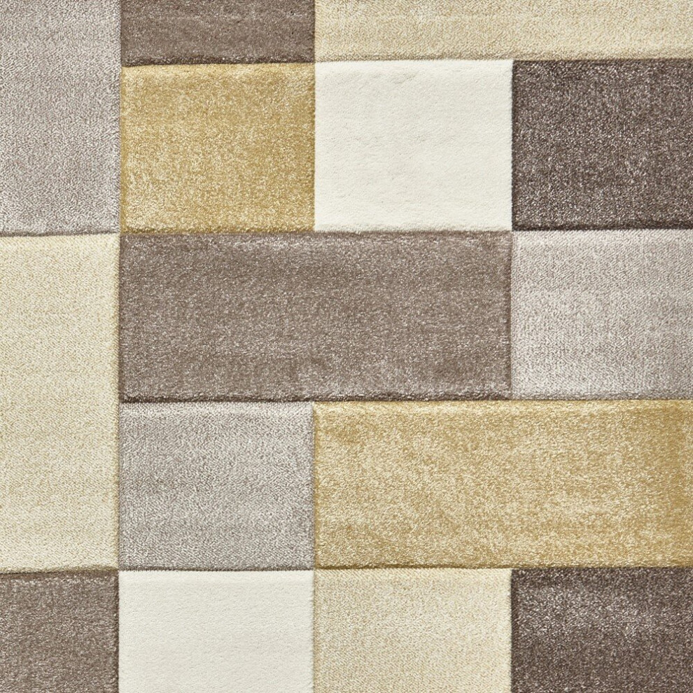 Brooklyn Hallway Runners 646 In Beige And Yellow Thick Soft Mats 60x230cm