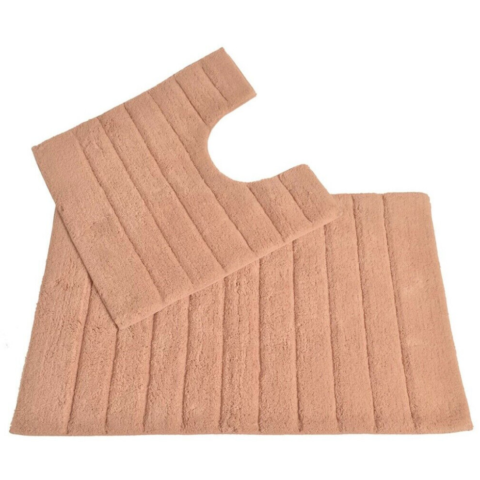 Ribbed Two Piece Bath Mat & Toilet Mat Set