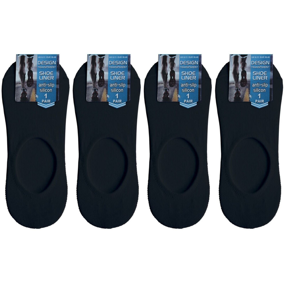 (Black, 6 Pack) Womens socks Invisible Anti Slip Trainer Shoe 6-11