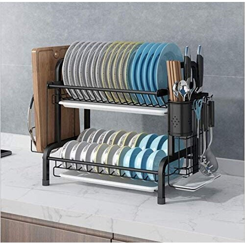 (2 Tier) Stainless Steel Sink Dish Storage Drain Rack
