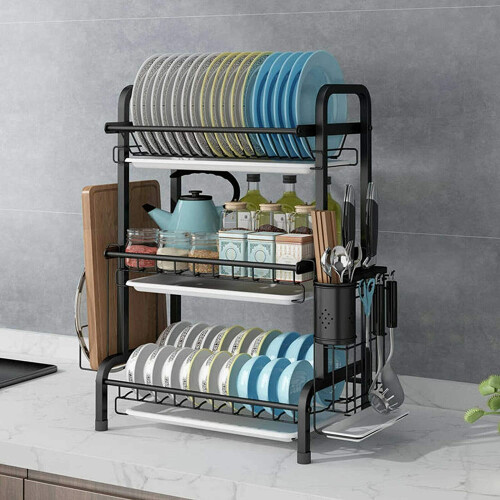 (3 Tier) Stainless Steel Sink Dish Storage Drain Rack 1