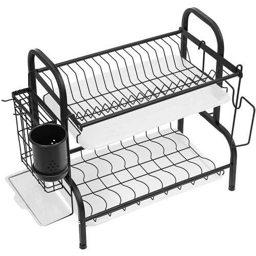 (2 Tier) Stainless Steel Sink Dish Storage Drain Rack 1