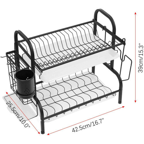 (2 Tier) Stainless Steel Sink Dish Storage Drain Rack 2