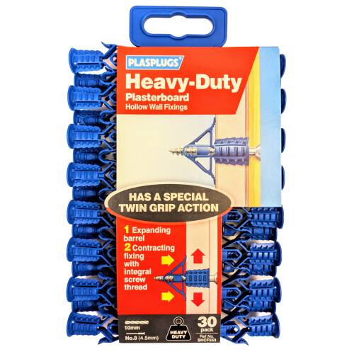 Plasplugs SHCF553 Heavy Duty Plasterboard Hollow Cavity Wall Fixings Pack of 30