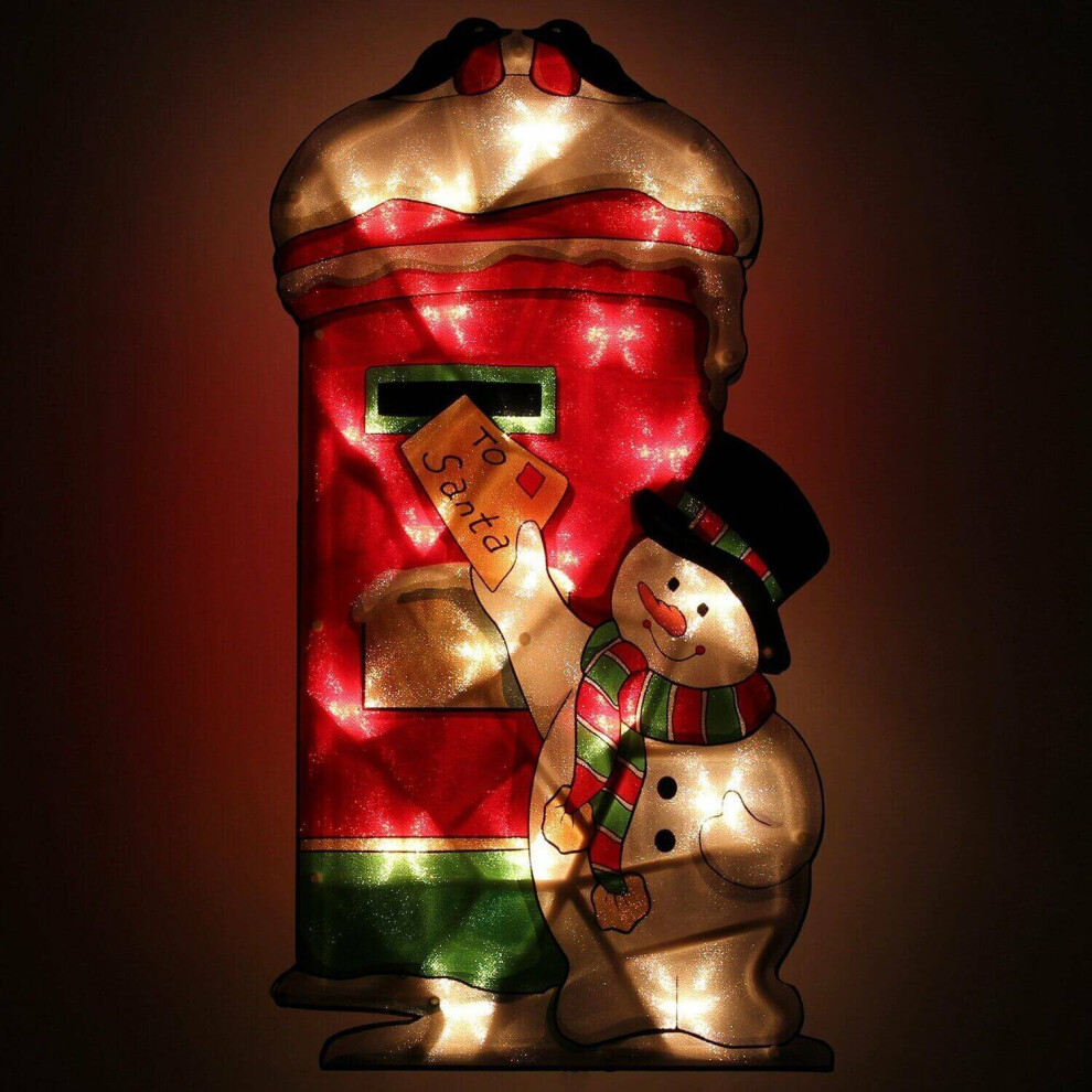 (Snowman Post Sign) The Magic Toy Shop Double-sided Xmas Silhouette Decoration Led Window Lights With Metallic Effect