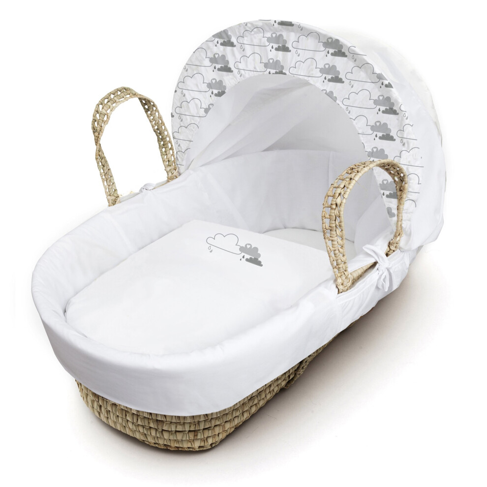 Cloud Palm Moses Basket With Mattress, Padded Liner & Adjustable Hood