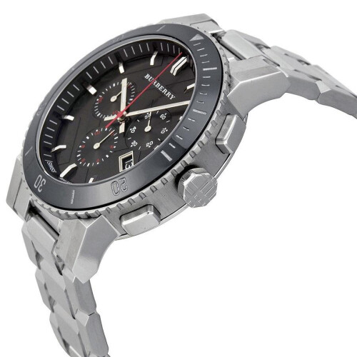 Burberry Burberry BU9380 sort urskive chronograf i rustfrit stål til mænd 1