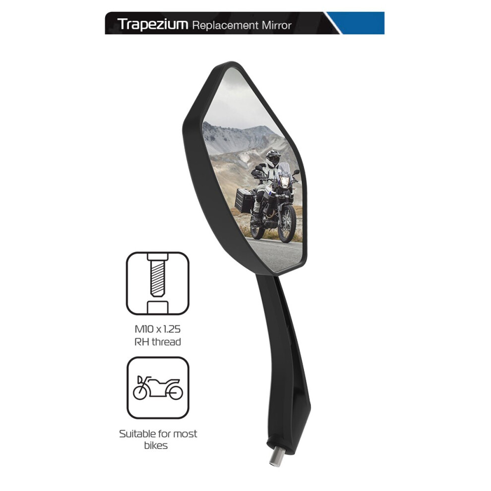 Oxford Trapezium Motorcycle Rearview Mirror Glass Left Side 10Mm 5030009141522