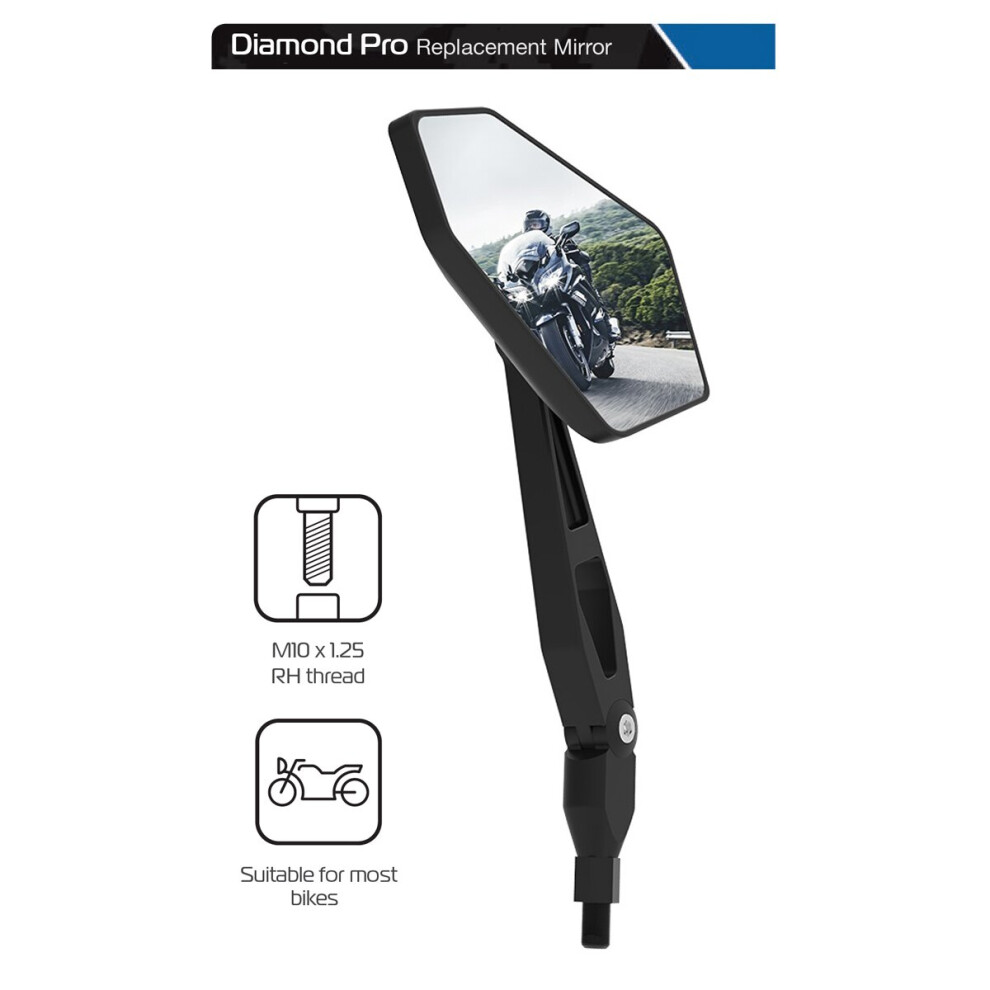 Oxford Diamond Pro Motorcycle Rearview Mirror Glass Side 10mm Universal