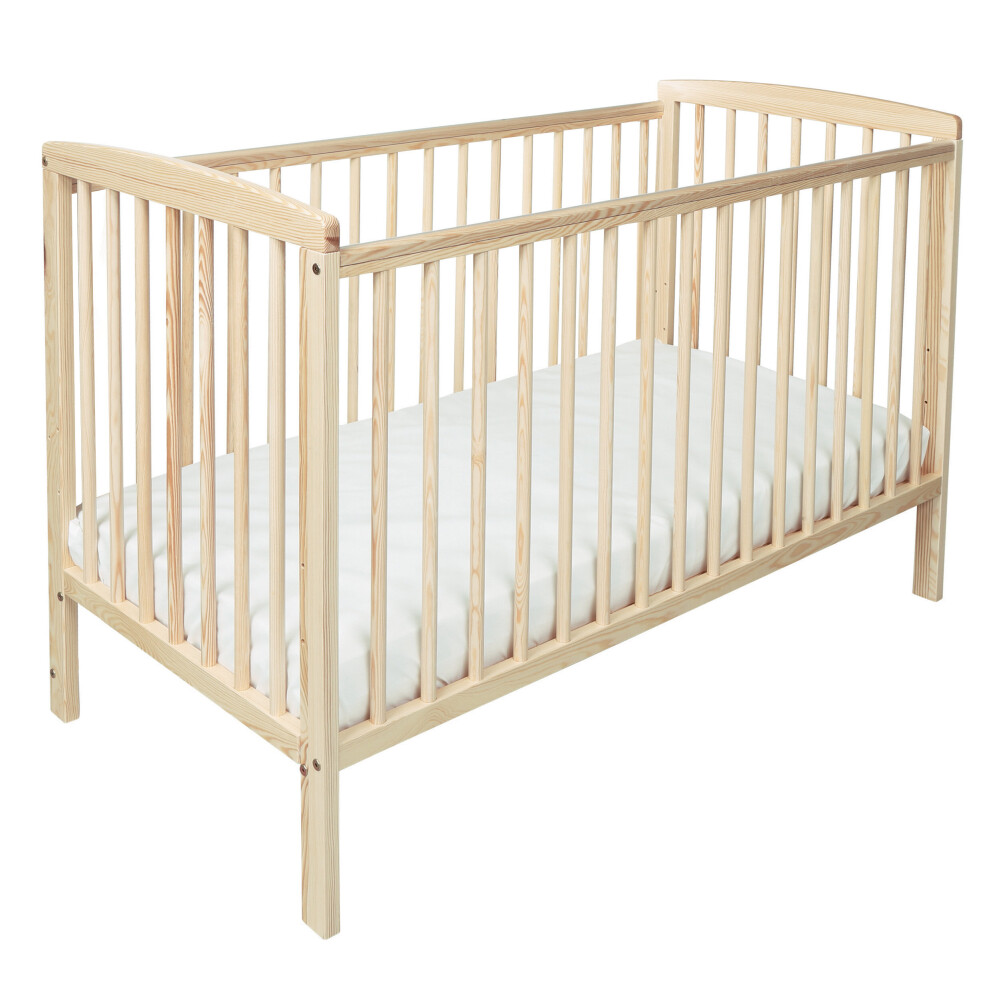 Sydney Natural Cot with Three Base Height Positions & Teething Rails