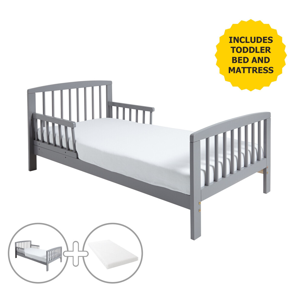 Sydney Grey Toddler Bed Kinder Flow Mattress & Water Resistant Cover