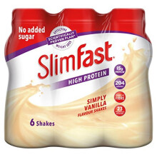 SlimFast High Protein Meal Replacement Ready-to-Drink Shake, Simply Vanilla Flavour, 325 ml, Pack of 6